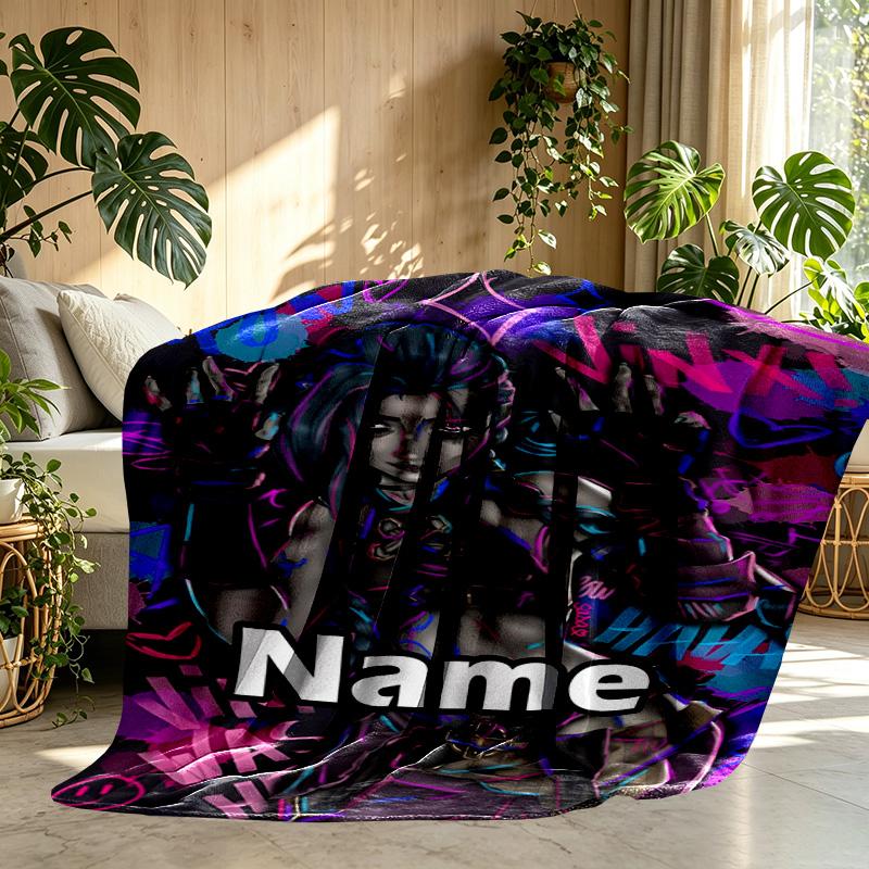 Custom Name Personalized Jinx Print Blanket, Home Decor, Bedroom, Sofa, Camping, Couch, Gifts for Birthday ChristmasEnthusiasts