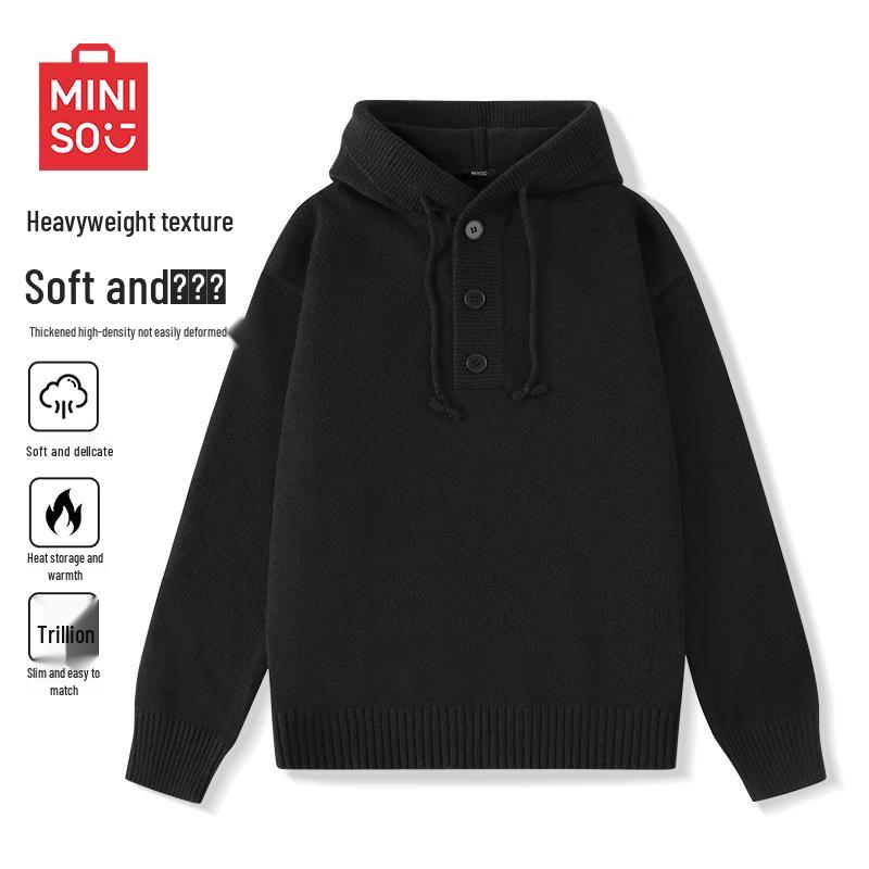 

MINISO Unisex Hooded Knit Pullover Sweater XL