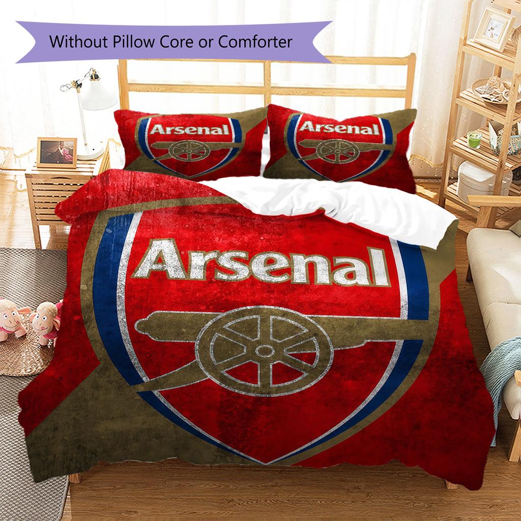 Arsenal F Pattern Bedding,Quilt Set Quilt Cover Pillowcase Home Birthday Gift(1 * duvet cover + 2 * pillowcase, without core)