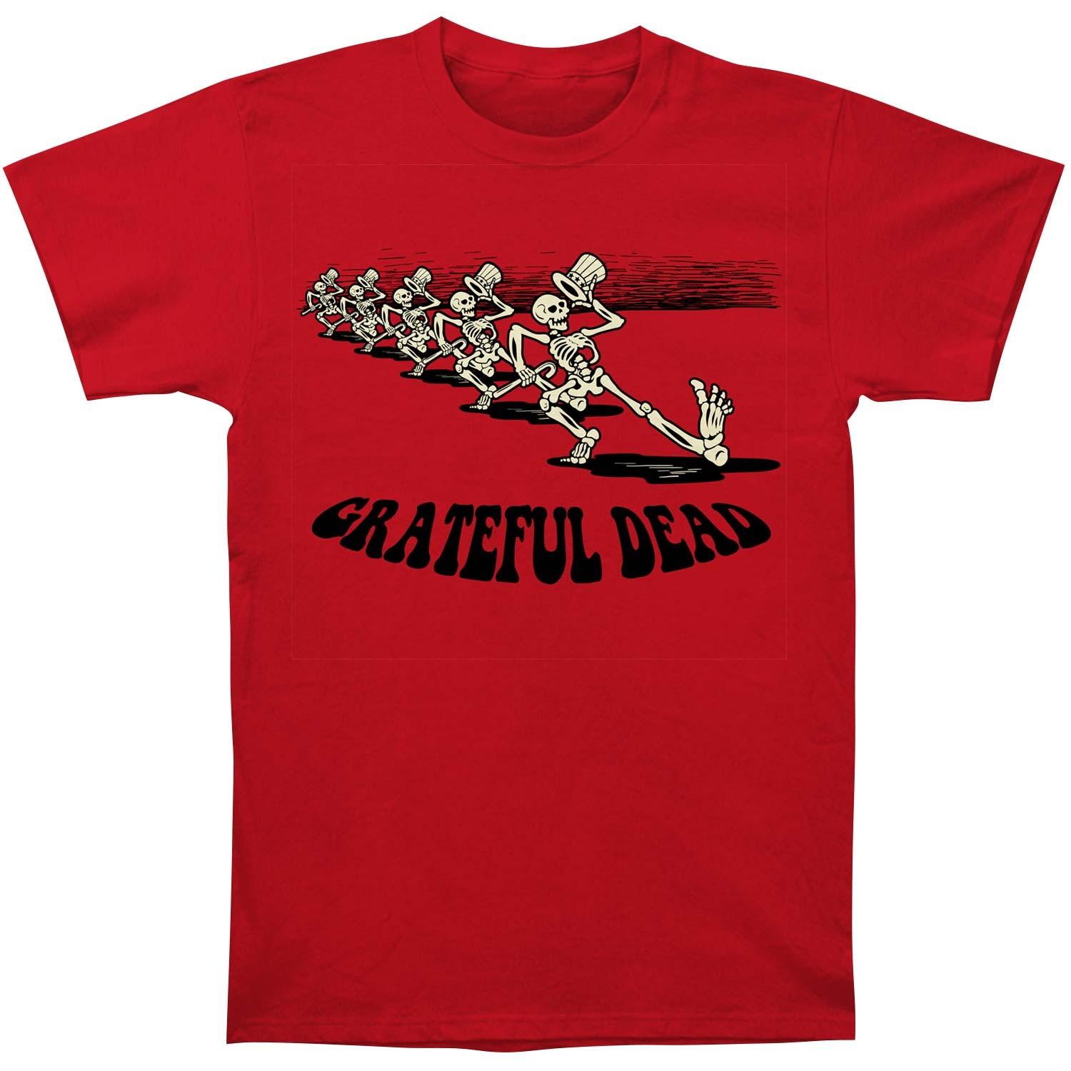 Men s Grateful Dead Skeleton Parade Slim Fit T-shirt Medium Red S