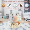 Wood Baby Shower Basket Baby Toys Storage Crate with Hangers and Handle Multipurpose Gift Basket for Boys Girls New Parents