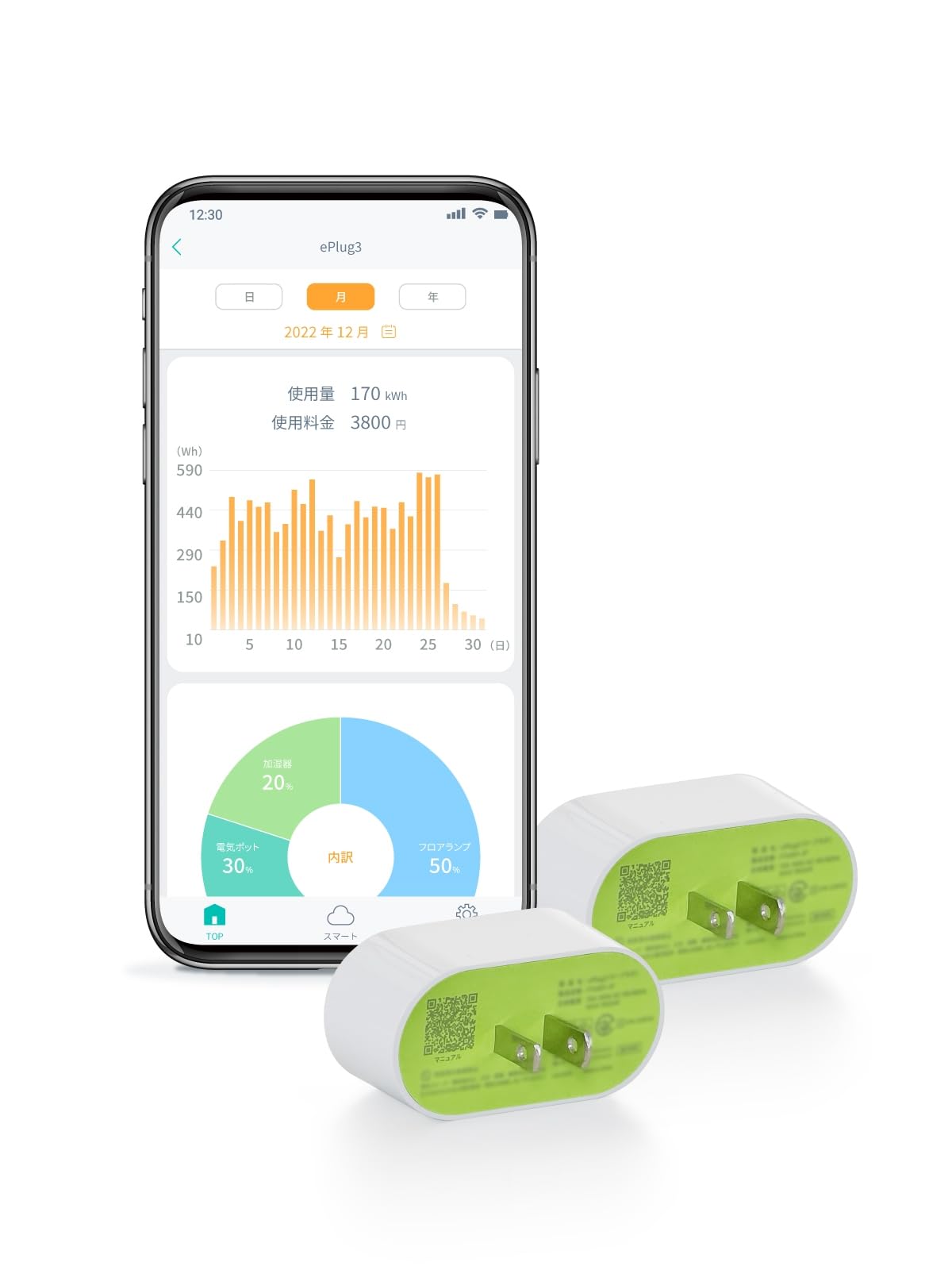 

LinkJapan Energy Saving Smart Plug ePlug3 Full view of electricity bill and power consumption Smart outlet Power consumption monitor Plug with timer