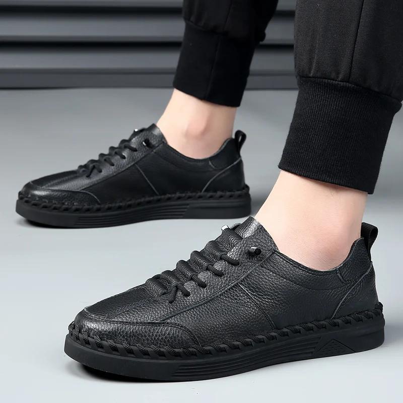 Brand Men Genuine Leather Muller Shoes 2024 Luxury Flat Designer Formal Shoes Outdoor Antiskid Casual Leather  Walking Sneakers