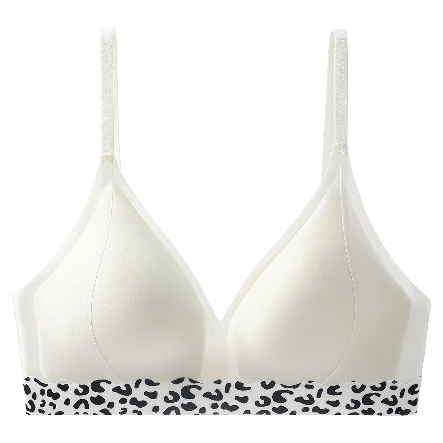 

Leopard print satin anti-sagging thin back bra sexy skin-friendly breathable comfortable bra S 32/70ABC шампанского
