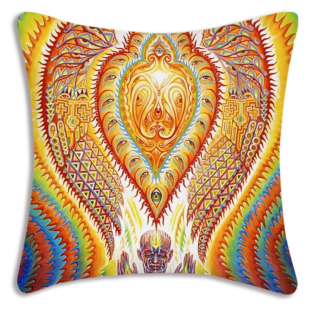 Home Decor Colorful Psychedelic Human Figure Pillow Covers Pattern Cushion Cover Suitable for Sofa Bedroom Car Pillow Cover