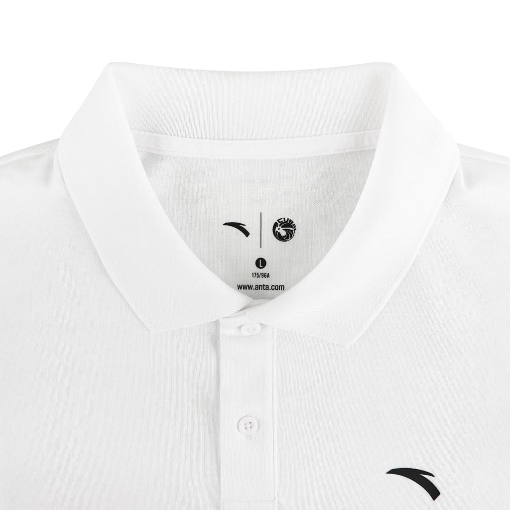 Anta CUBAL Polo Shirt Short Sleeve Summer Breathable Quick Dry Comfortable Simple Fashion Business Solid Color Unisex Tops Pure-White 952621129-1