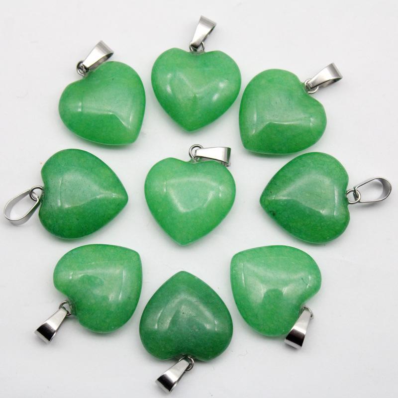 20MM Herzförmiger Naturstein Anhänger: Achat, Rosenquarz, Aquamarin, Pfirsichherz Schmuck