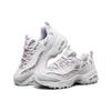 Skechers DLites 1.0 Tissu Cuir Synthétique Confortable Polyvalent Basse Tige Chaussures de Papa Baskets Femme Blanc Violet 11981-WLV