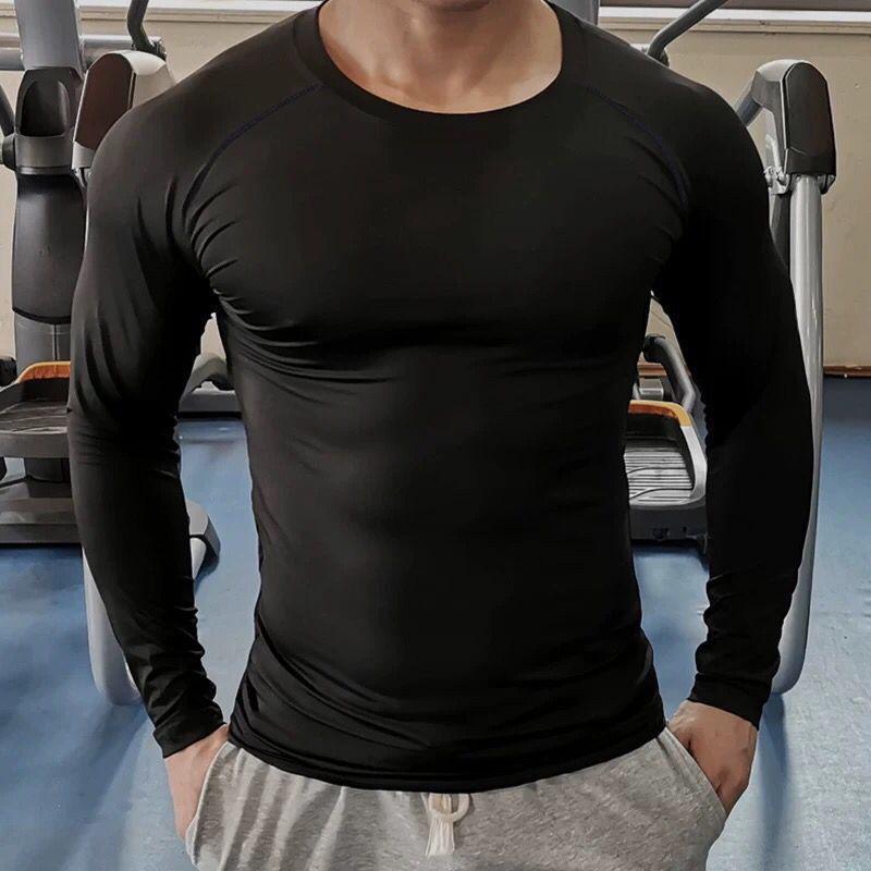 Men's Quick-Dry Long Sleeve Compression Shirt for Basketball, Football, and Running