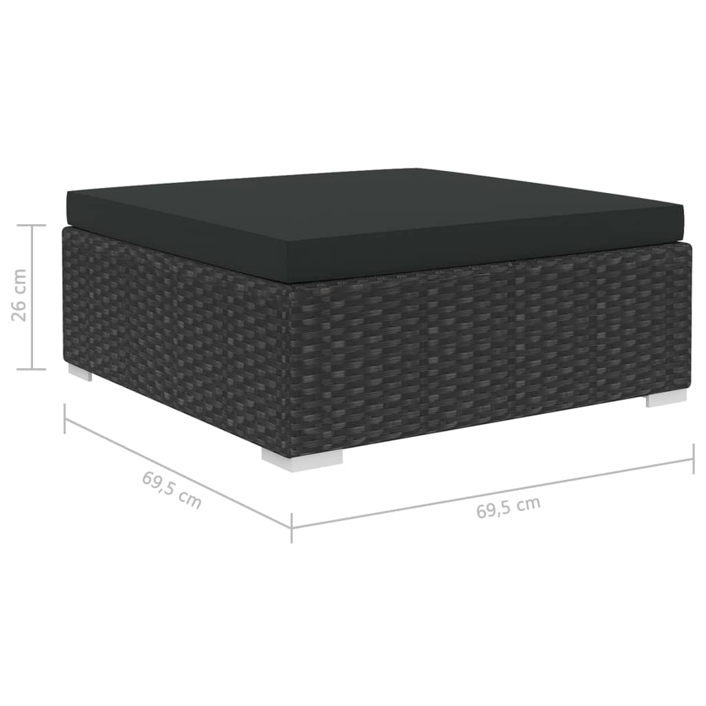 11 Piece Garden Lounge Set with Cushions Poly Rattan Black
