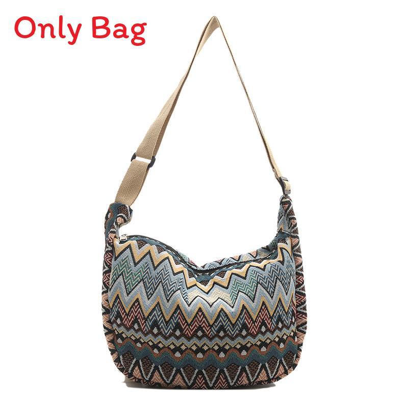 Womens Street Style Canvas Shoulder Bag With Zipper Closure And Mobile Pocket