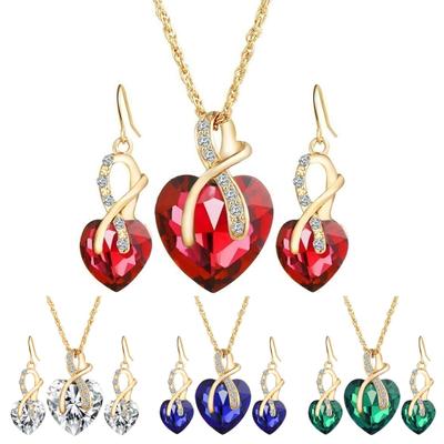 Jewelry Set Heart-Shaped Durable Alloy Necklace Earrings Jewelry Sets for Party