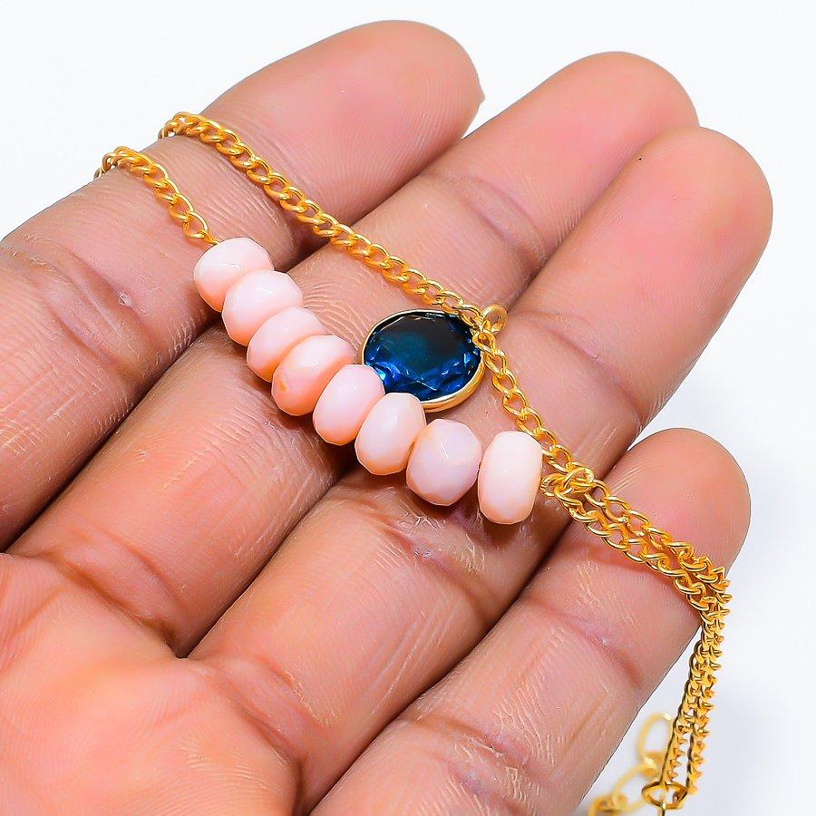 

Pink Opal Gemstone Handmade 925 Sterling Silver Bracelet 7-8 GK-5045