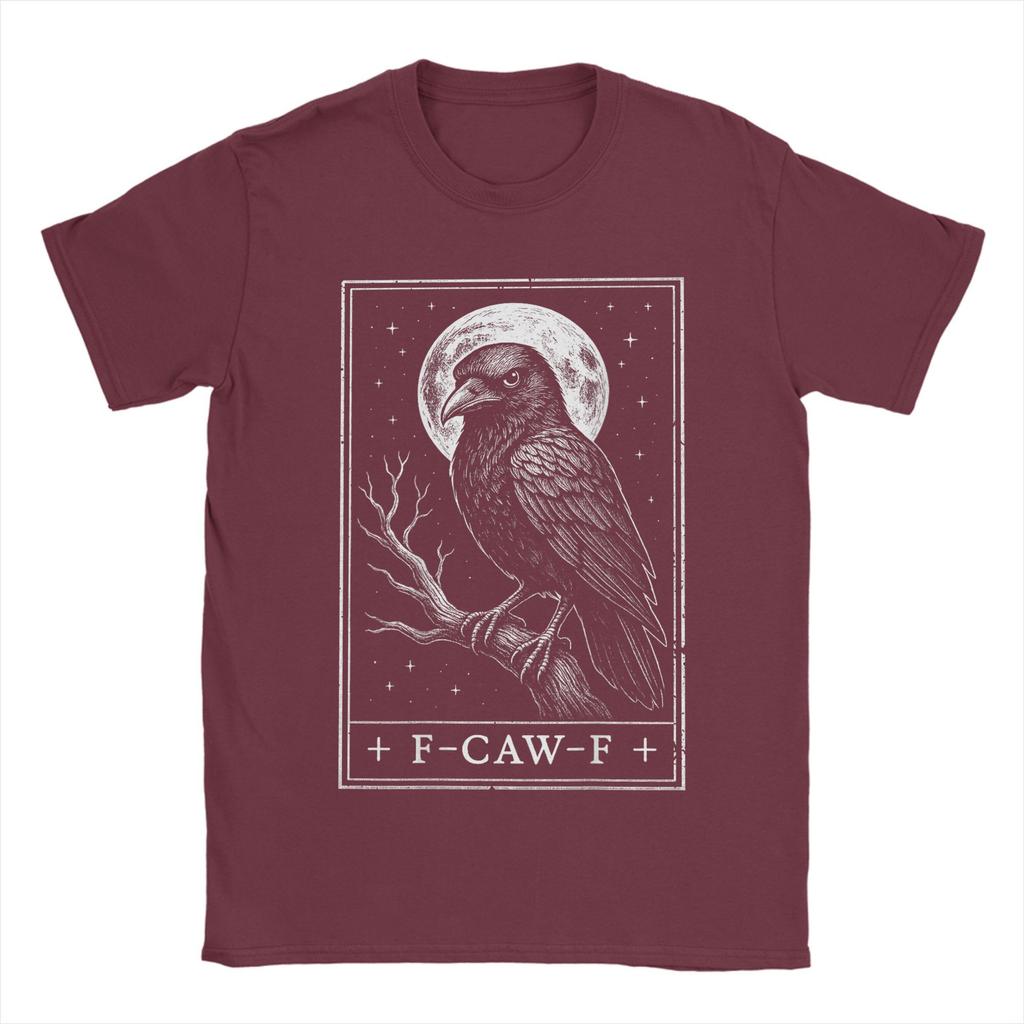 Oversized T Shirt F-CAW-F Crow Tarot Card Funny Halloween Cotton T Shirts  Trending Tee Shirt Summer Print Short Sleeve Tees