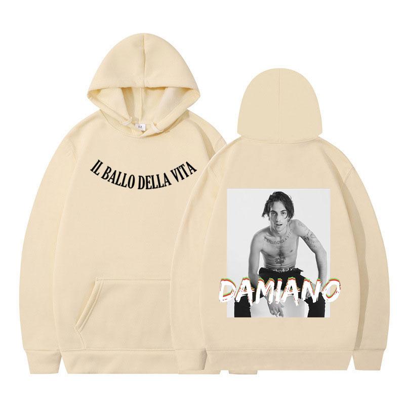 Damiano David Popmusik Print Hoodie Herren Damen Oversized Sportbekleidung Lange Ärmel Hip-Hop Harajuku Kapuzenpullover Streetwear