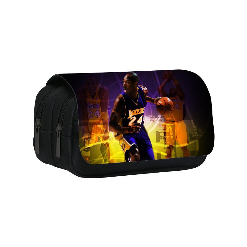 Kobe Bryant Double Layer Pencil Case With Nylon Material For Students And Nba Fans
