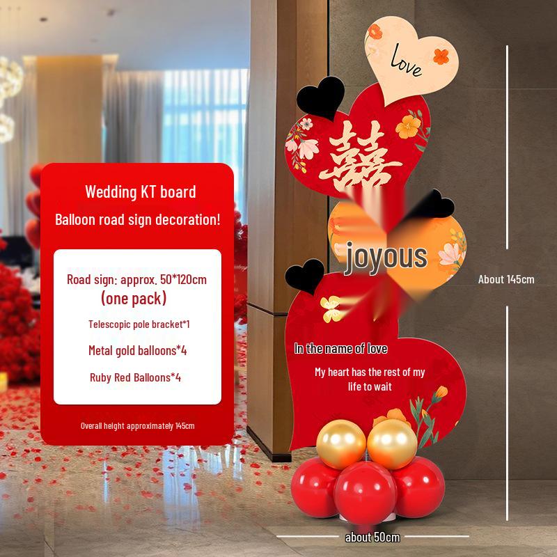 Wedding Balloon & KT Board Aisle Runner Decor: Outdoor Scenery Guide Sign