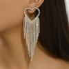 2PC Women's Fashion Love tassel Earrings Zircon Simple and High End Suitable for Date, Party, Festival Gifts