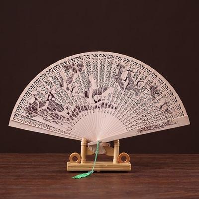 Vintage Faltfächer aus Bambus, Original Holzgeschnitzt, Handfächer, Hochzeitsgeschenk für Braut und Brautjungfern LS