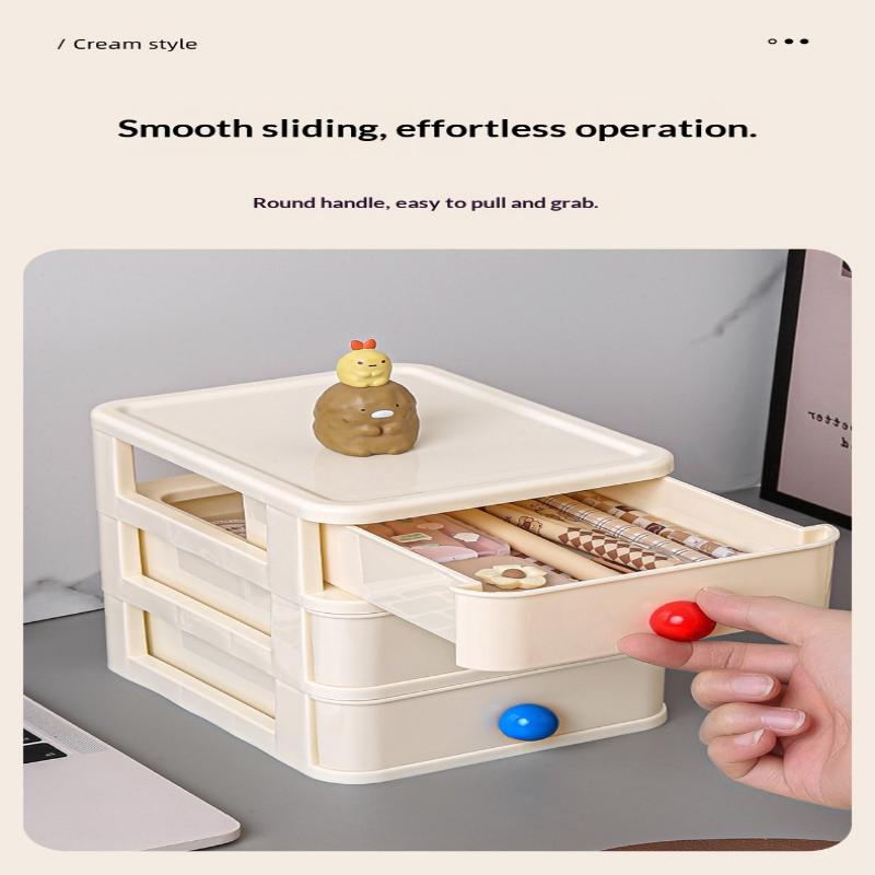 Dopamine Desktop Storage Cabinet Drawer Type Student Desk Stationery Storage Box Hair Tie Hair Clip Jewelry Organizer