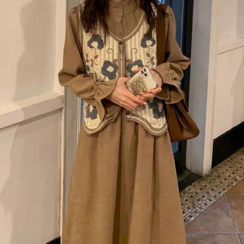 Retro Heklet Hul Ut V-hals Vest Dame Koreansk Broderi Mote Enkeltspent Ermeløs Vest Fransk Casual Overbekledning Topper