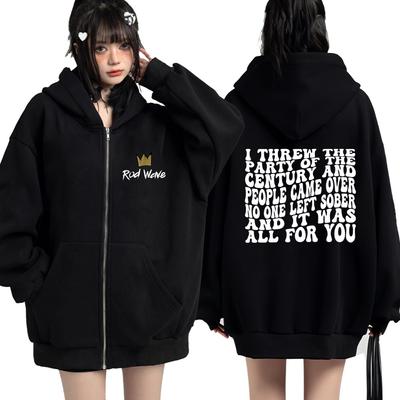 Rapper Rod Wave Hip Hop Music Zipper Hoodie Men Women Hip Hop Harajuku Fashion Fleece Sweatshirt Casual Loose Coats Streetwear