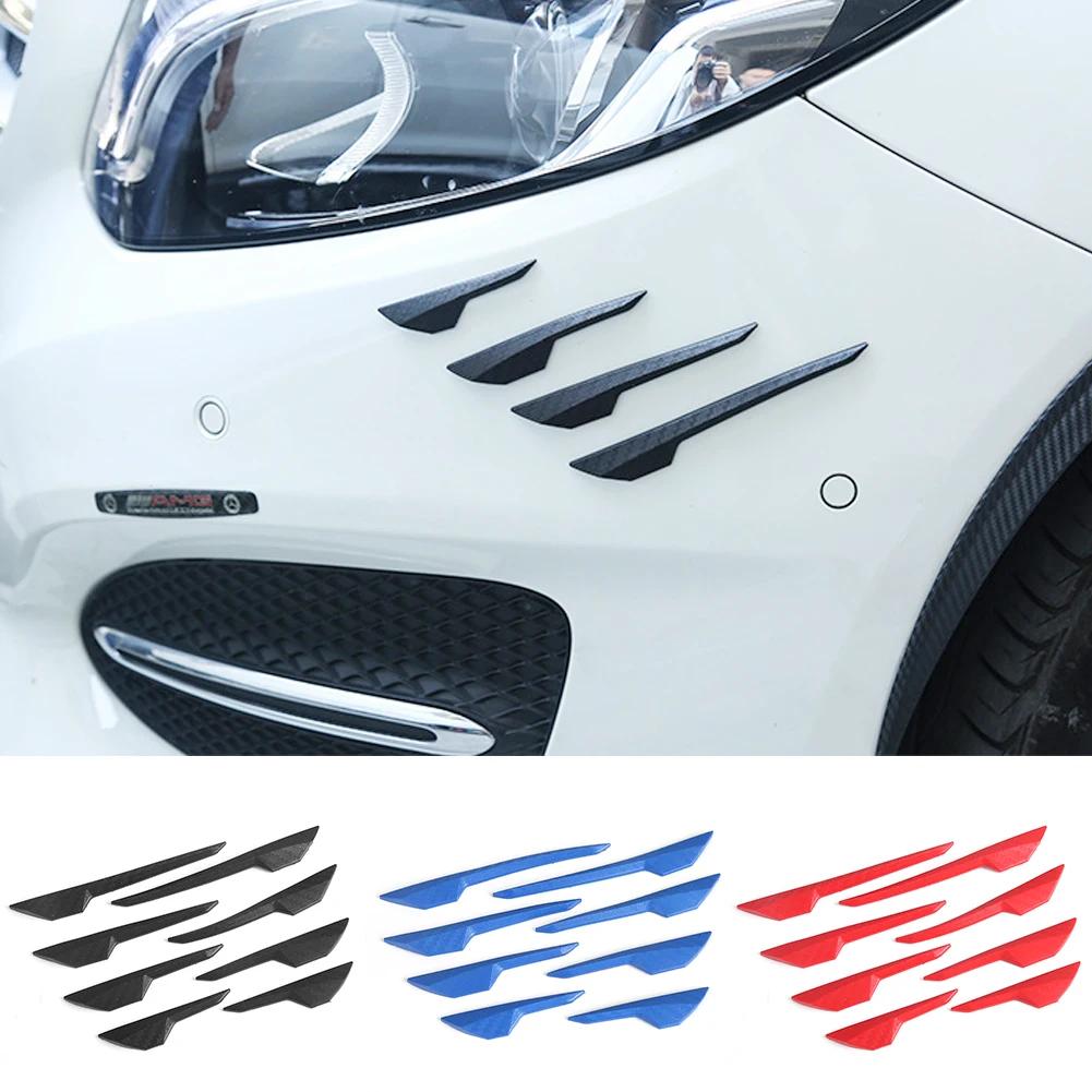

8Pcs Car Spoiler Front Bumper Fin Splitter Anti-Collision Carbon Fiber Look Rubber Protector Guards Car Accessories Decoration красный