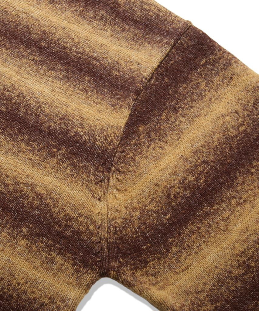 TRILLION Washable Gradient Stripe Crewneck Knit_Brown