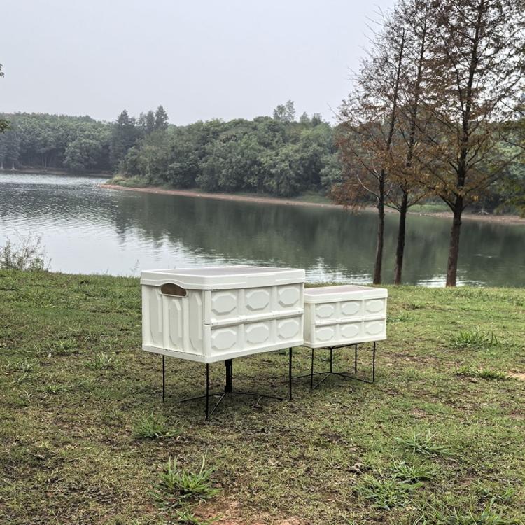 Camping Foldable Metal Stand Storage Box Bracket Foldable Coolers Stand Outdoor Picnics Accessories Easy To Use