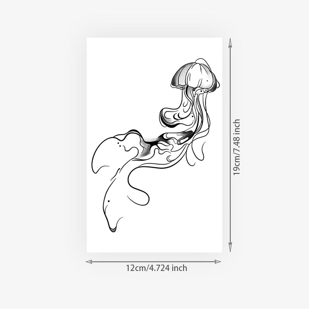 Premium Sense, Simple Personality, Small Fresh Ink Jellyfish Arm Tattoo Sticker