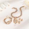 Handmade Tricolor Mesh Jewelry Set: Necklace, Earrings, Ring, Bracelet - European & American Design for Middle Eastern Ladies