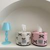 INS Bowknot Tissue Paper Storage Box Table Decor Tissue Storage Roll Paper Tissue Case Holder Space-saving Tissue Bag Home