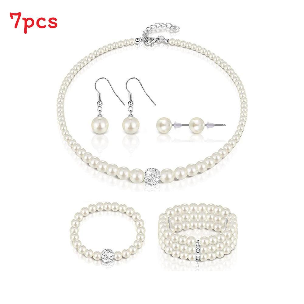 Artificial Pearl Jewelry Set For Women With Heart Water Drop And Bell Designs For Elegant Occasions Set1