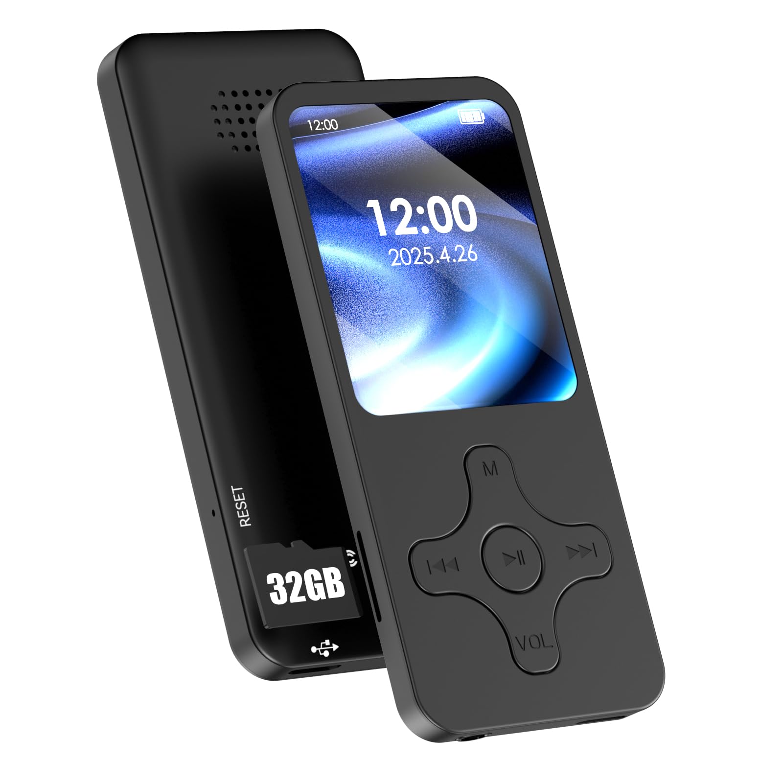 

KOVCDVI MP3 Player, 32GB, Bluetooth 5.0, Built-in Speaker, HIFI Sound Quality, 1.8-inch Large Screen, Illuminated Touch Buttons, Easy Operation,