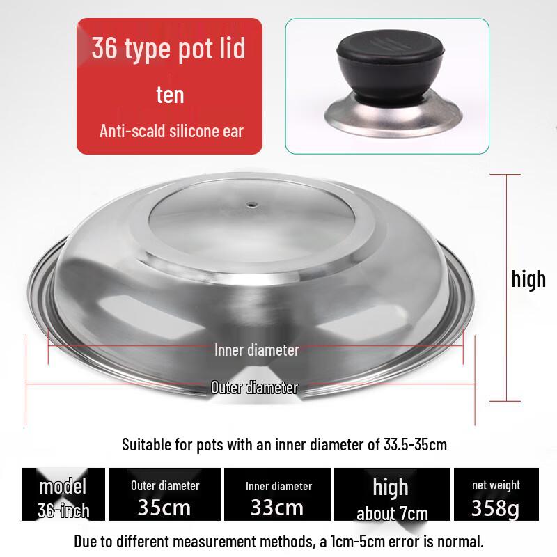 ZISIZ Universal 36cm Glass & Stainless Steel Wok Lids (2-Pack)