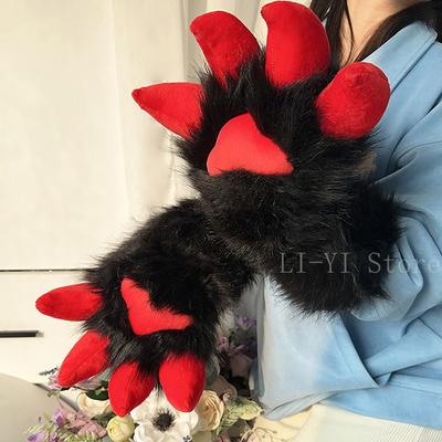 Handmade Cartoon Dragon Animal Paw Gloves Cute Anime Fursuit Accessory Kawaii Cosplay Claw Puppet Props For Furry Convention