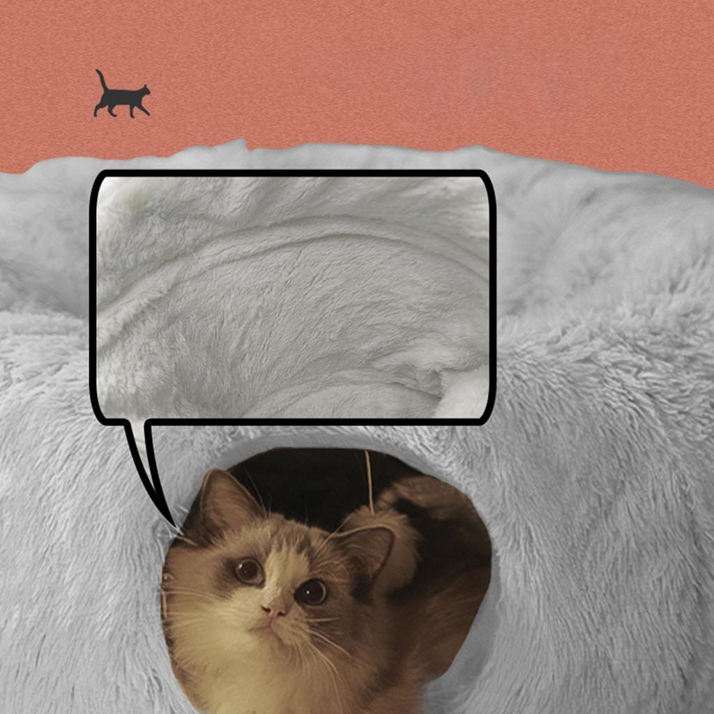 Cat Bed Tunnel 2-in-1 Plush Warm Kitten Cave Warming Cat Bed For Pet Parents Animal Lovers Cold Weather Indoor Home Office