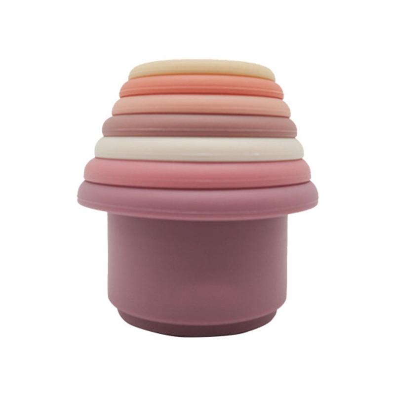 Hourglass Stacking Cup Water Playing Toys for Pools Bathtub Shower Interactive Toy for Baby 6M+ Early Learning 7Pieces