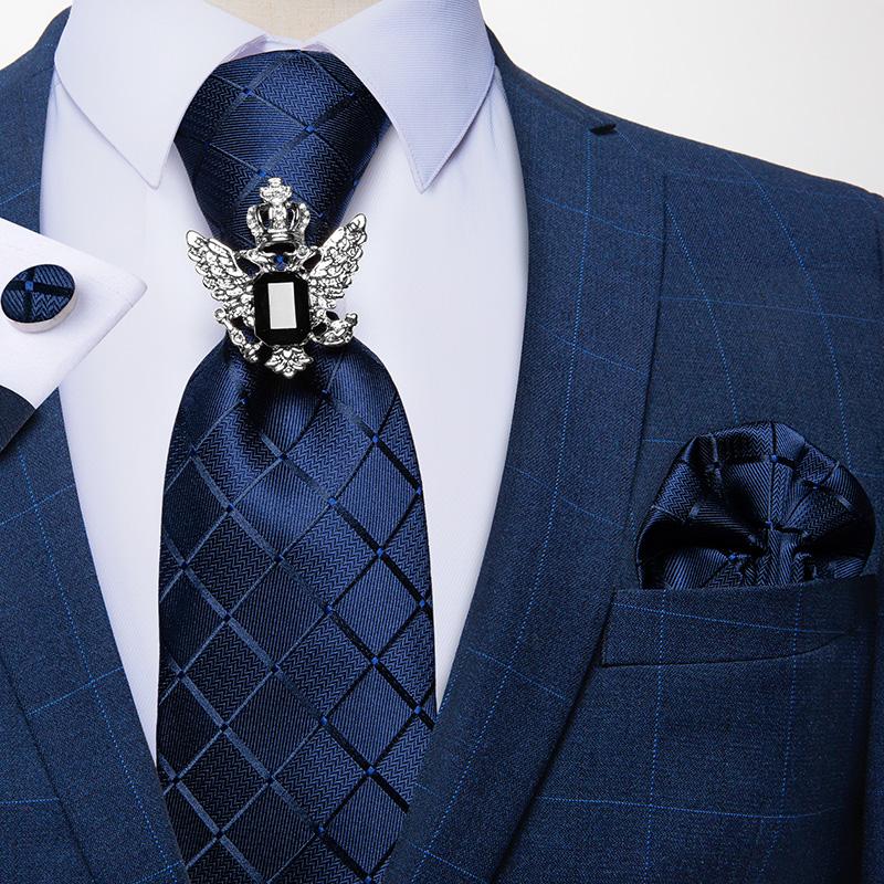 Dibangu Striped Wedding Tie Handkerchief Men's Necktie Pocket Square Ring Tie Set for Gift