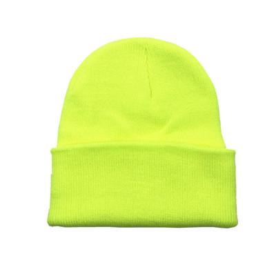 Warm Knitted Beanie For Women New Autumn Winter Skullies Fluorescent Ladies Cap