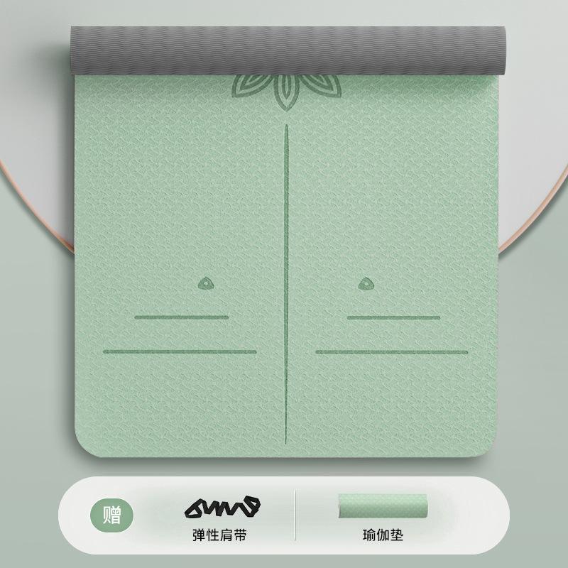 TPE Yogamatte für Damen mit Stoßabsorption, geräuschlos, rutschfest, verdickt für Heimtraining, Tanz und Fitness