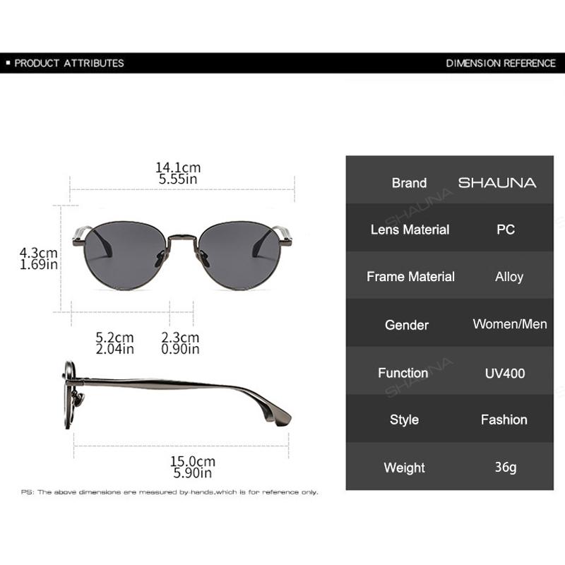 SHAUNA Retro Metal Round Punk Men Sunglasses Shades UV400 Fashion Trending Gradient Women Sun Glasses