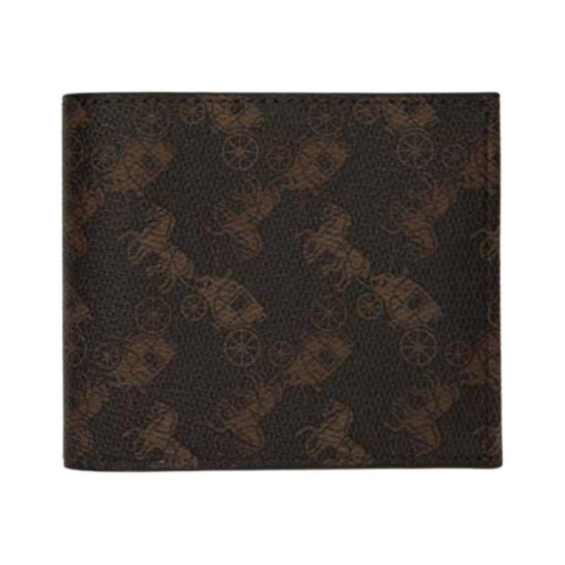 

COACH Billfold Wallet 10 Horse And Carriage Bifold PVC (Polyvinyl Chloride) Clutch Wallet Men s Dark Brown коричневий