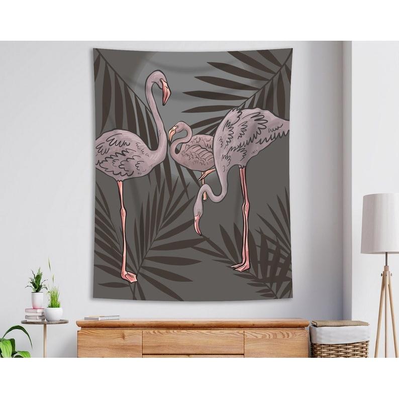 Flamingos tapestry 75x100 чёрный