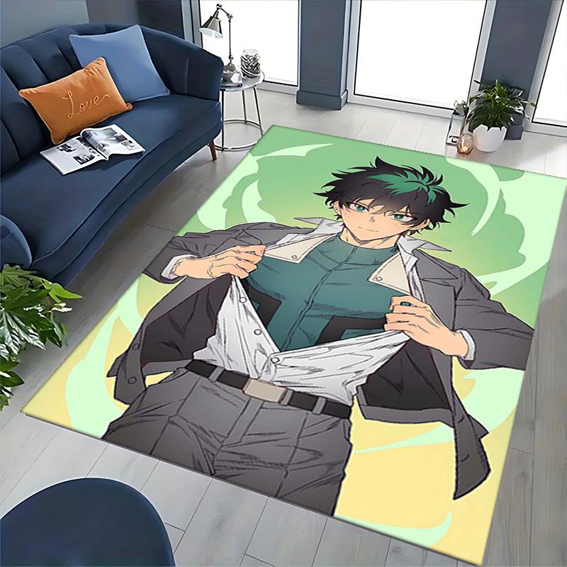 1pc Anime Cartoon Design Office Chair Mat - Green Hair Character with Belted Suit Jacket - Non-Slip Carpet for Home Decor, Gaming Room, Seasonal Gift.