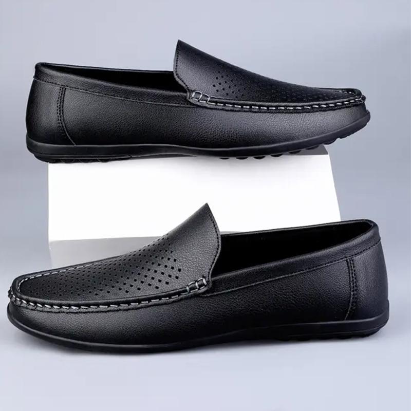 

Кожаные мужские мокасины, роскошные брендовые резиновые повседневные мужские туфли, дышащие туфли на плоской подошве, мужские туфли для вождения, большие размеры 46 47 47 чёрный