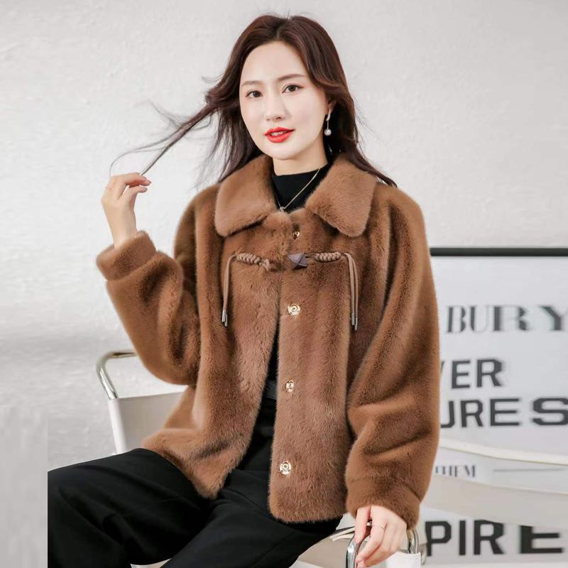 Winter New Middle Aged Warm Wool Coat Mother's Noble and Fashionable Imitation Mink Fleece Loose Coat