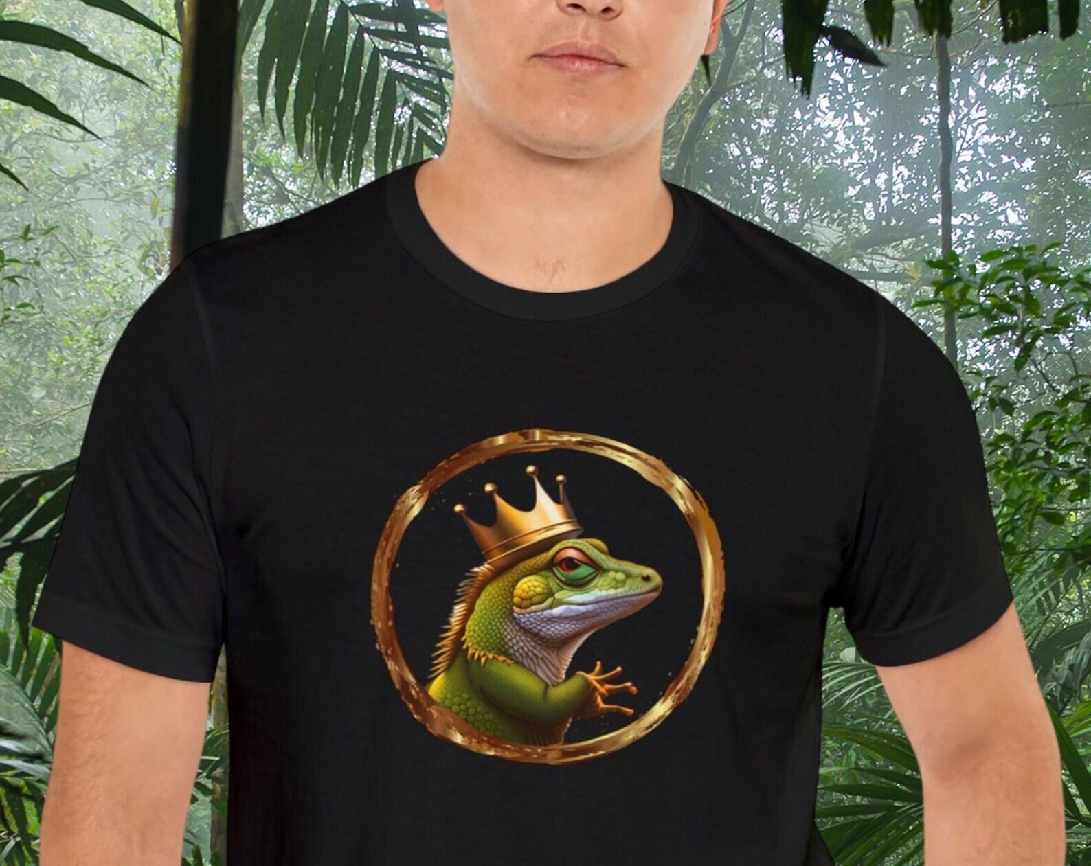 Lizard with Crown King Lizard T-shirt Goth Aesthetic AI Generated Unisex Jersey Short Sleeve Tee S