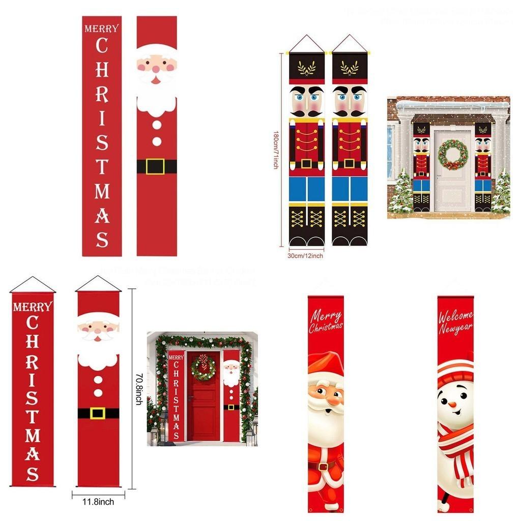 Merry Christmas Knight Santa Snowman Hanging Banner Xmas Party Decor