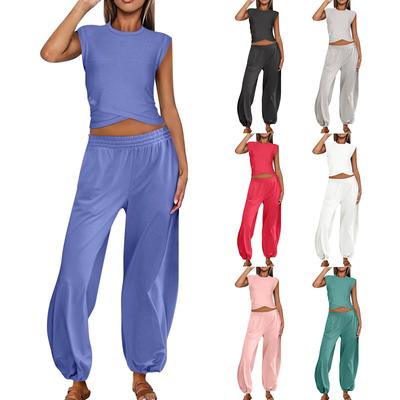 Kadınlar İçin 2 Parça Setler Kadınlar İçin Günlük Yazlık Kıyafetler Crop Top Eşofman Altı Eşofman Takımları